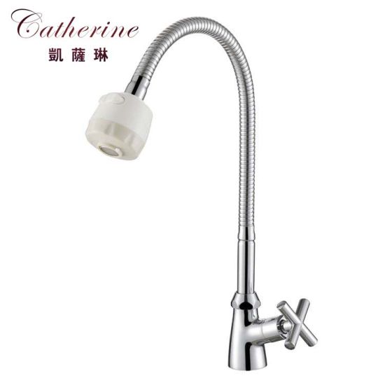 Contemporary Brass Free-Standing Rocking Cold Kitchen Tap in Chrome (101204)
