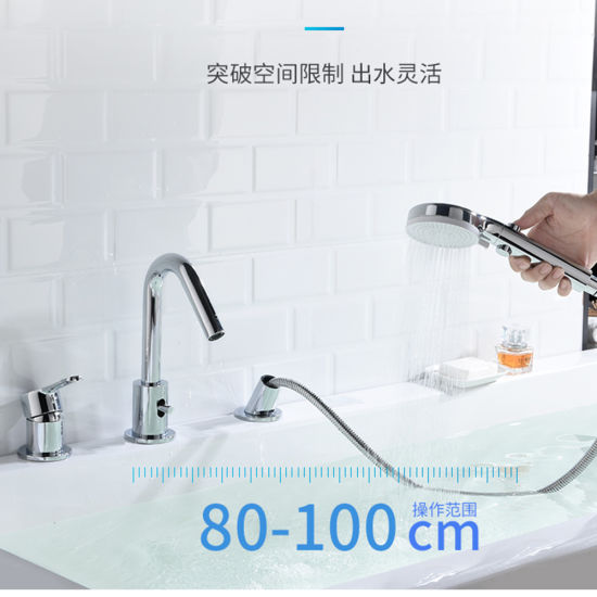 3 Hole Tub Faucet with Low Pressure Shower Head, Bath Faucet in Chrome