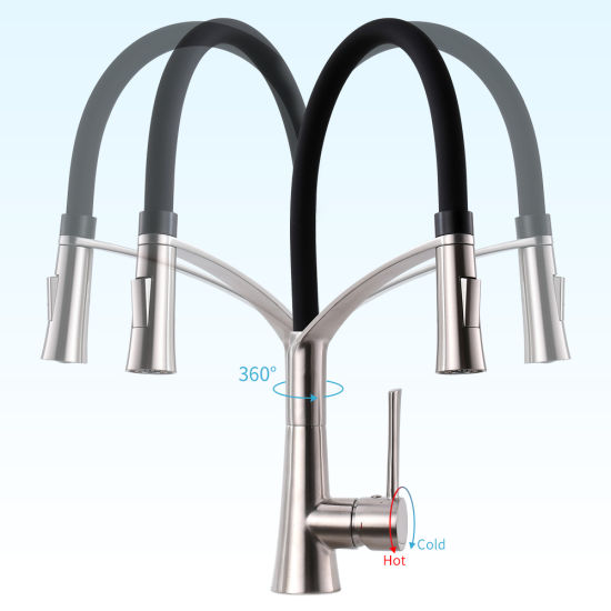 Pull Down Sprayer Kitchen Sink Faucet in Stainless Steel