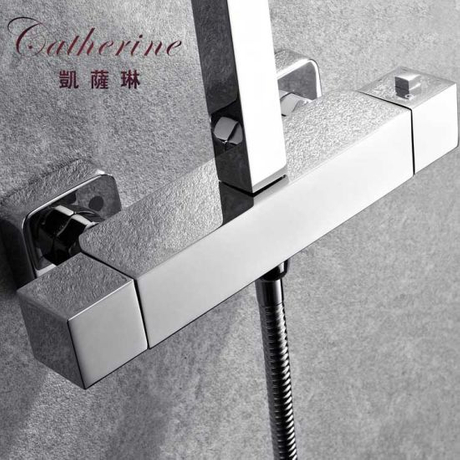 Brass Square Bathroom Thermostatic Shower Mixer in Chrome (20315)