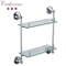 Contemporary Square Double-Deck Stainless Steel Glass Shelf in Chrome (2014)