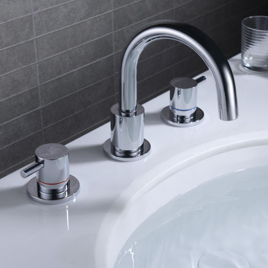 3 Hole Bathroom Faucet in Chrome, Widespread Faucet