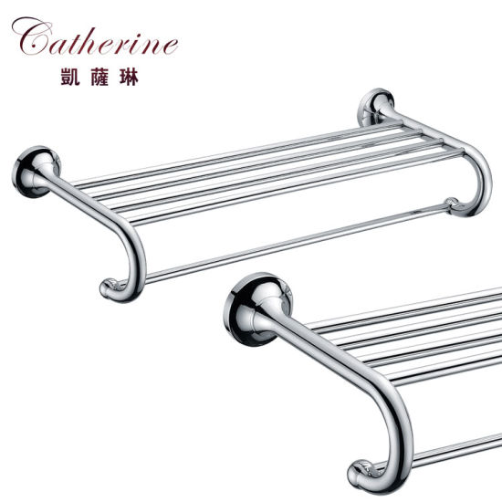 Contemporary Stainless Steel Double-Deck Towel Shelf in Chrome (2001)