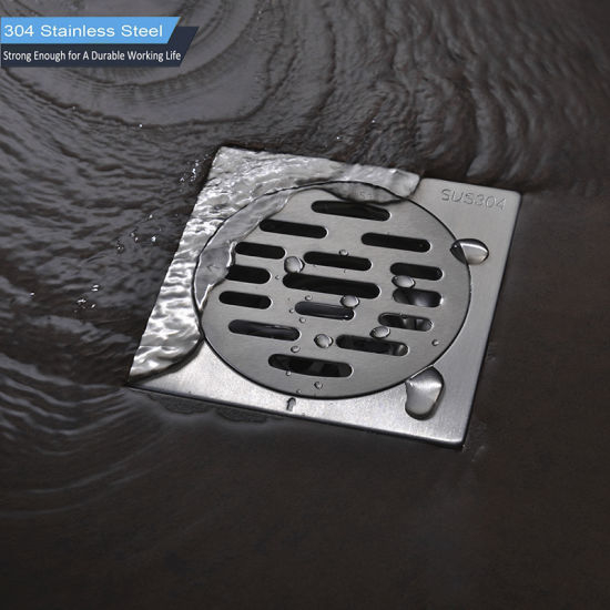 Factory Directly Sales 100*100 mm Square Bathroom and Kitchen 304 Stainless Steel Floor Drain