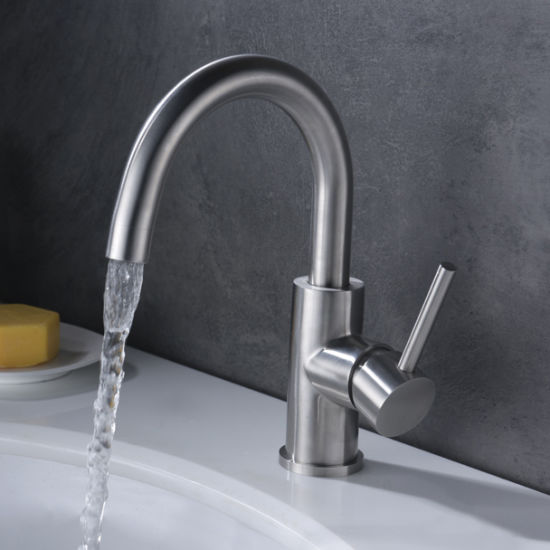Stainless Steel Bathroom Faucet Single Hole Sink Basin Mixer Taps