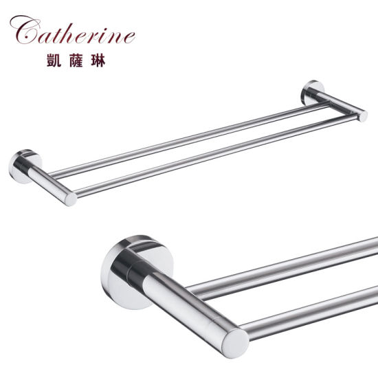 Contemporary Brass Double Pole Towel Holder in Chrome (5502)