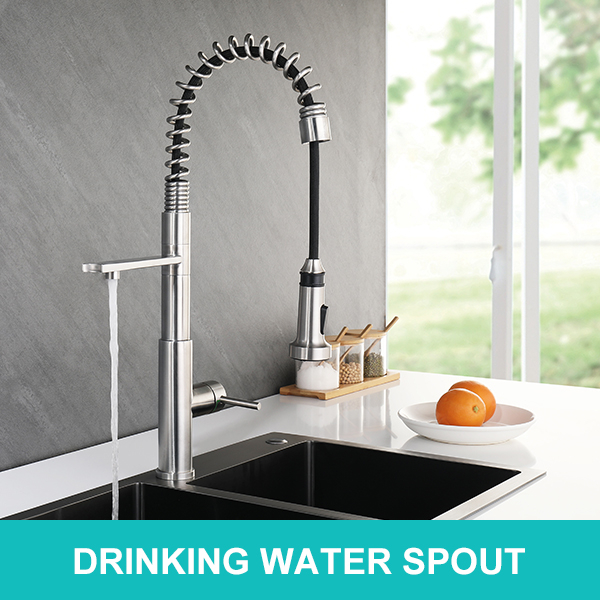 Filter Water Kitchen Faucet in Stainless Steel, 3 Way Kitchen Mixer Tap